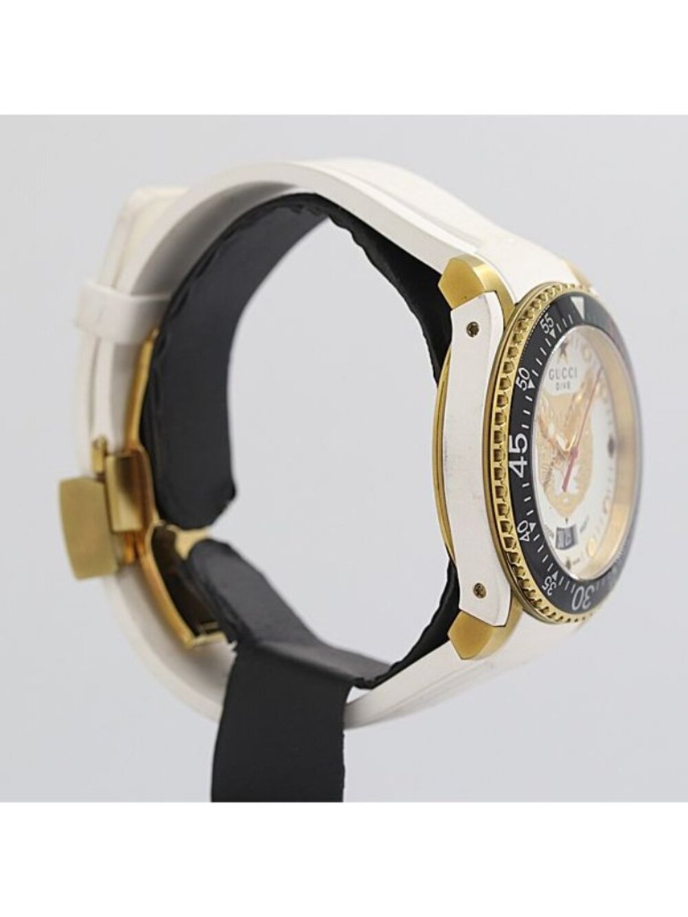 Gucci Dive Mystic Cat 136.3 Quartz White Gold Dial - Picture 2 of 5